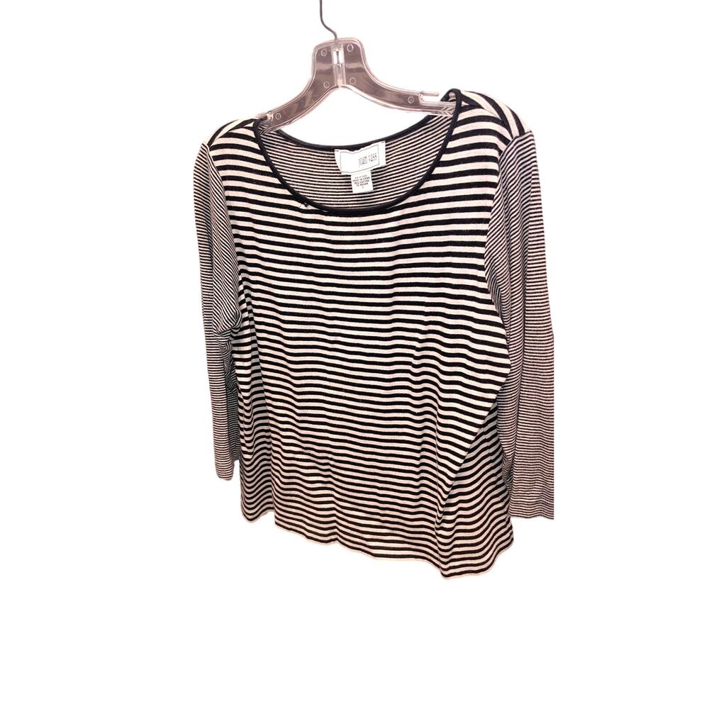 Joan Vass black and white  striped long-sleeve knit top